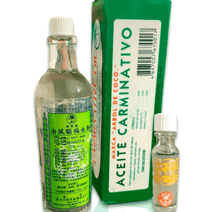 Pack 1: Aceite Carminativo "Árbol de Coco" – 01 Botella grande de 60ml + 01 Botella de bolsillo de 3ml de regalo